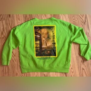 Women b+ab Line Green Graphic Crewneck Sweatshirt Ferris Wheel Print Size Small